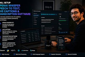 setup openai whisper speech to text, live captions and transcription software