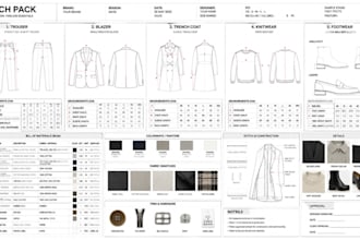 custom apparel tech pack design 4 factory ready clothing and fashion specs