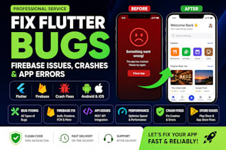 fix flutter bugs, firebase issues, crashes and app error