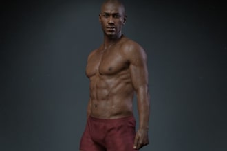 use genesis 9 for custom 3d character for game, realistic 3d human, skin texture
