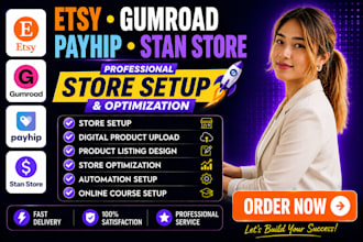 design etsy digital product etsy shop setup gumroad stanstore payhip store