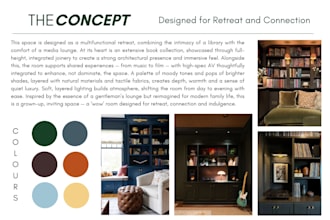 provide edesign concept with mood board and shopping list