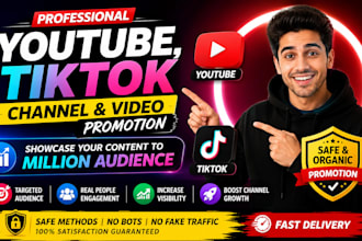 showcase youtube, tiktok channel, and promote your video to million audience