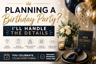 plan your birthday party, event, or celebration message for free consult