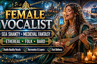 be your female vocalist for sea shanty, ethereal, medieval fantasy, folk, bard