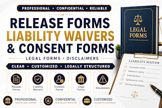 release forms, liability waivers, consent forms, and legal forms, disclaimers