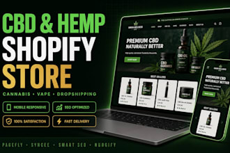 design a professional cbd and hemp shopify store with product pages