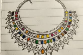 design custom kundan necklace and jewelry sketches for you