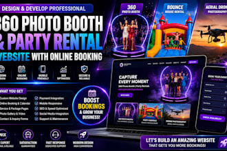 build 360 photo booth booking party rental drone photography business website