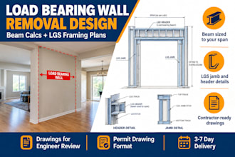do load bearing wall removal design in lgs framing