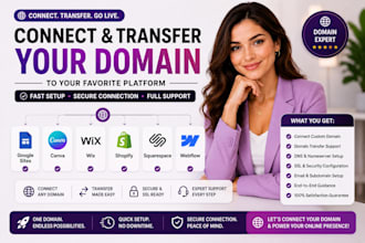 connect transfer domain to googlesite, canva, wix, shopify, squarespace, webflow