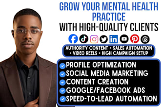 grow your mental health, therapy, psychotherapy social media to attract clients