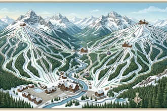 illustrate custom mountain hiking and ski maps, tourism, outdoor adventure map