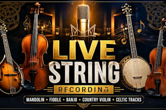 record professional mandolin, fiddle, banjo, country violin celtic string track