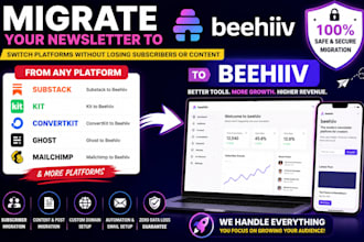 migrate your substack, convertkit, kit, ghost or mailchimp to beehiiv