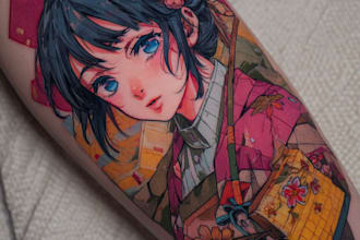 do an japanese anime tatto art style