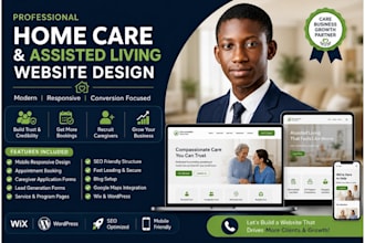 design home care website, caregiver, senior care, assisted living website
