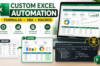 design custom excel spreadsheet googlesheet template with formulas macros, vba