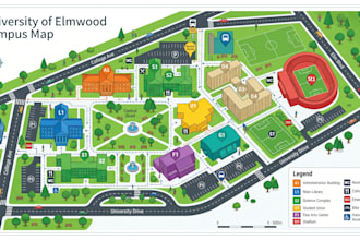 design 2d 3d vector map, wayfinding map, campus map, facility navigation map