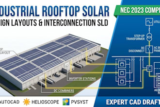 draft industrial rooftop solar design layouts and interconnection sld