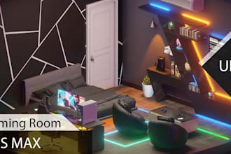 design 3d gaming room, streaming room, isometric room and environment in ue 5
