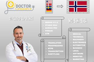 translate english, danish, swedish and german to norwegian