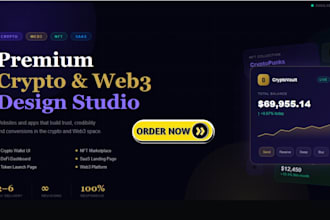 design a premium crypto web3 nft defi or saas website and mobile app UI