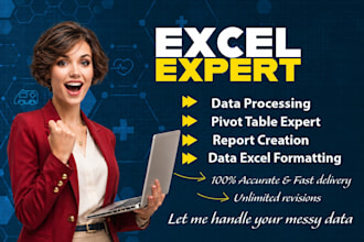 do excel data visualization, pivot tables, reporting and formatting