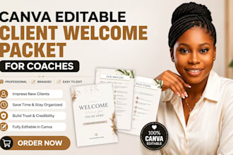 create a canva editable client welcome packet for coaches