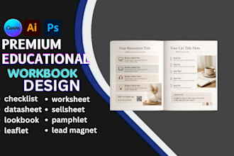 design educational workbook, lesson worksheet, checklist, leaflet, lead magnet