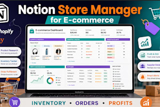 create a notion store manager for shopify, etsy and dropshipping, notion expert