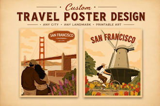 create custom vector illustrations and travel posters