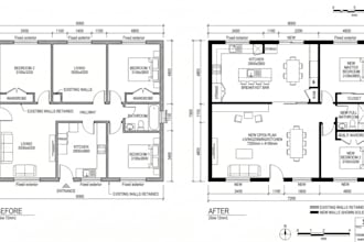 edit and clean up your cad floor plan for renovation space planning purposes