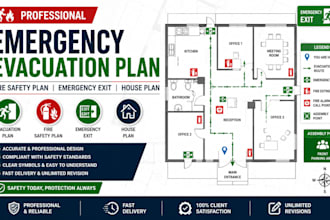 create emergency evacuation plan, fire safety plan, emergency exit, house plan