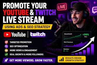 promote your youtube channel and twitch stream with SEO and ads