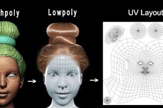 do clean retopology and uv mapping for 3d models