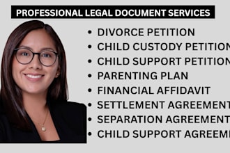 review and draft family law legal documents and court filings