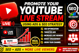 promote your youtube live stream using ads and seo strategy