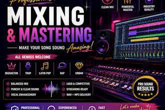mix and master your reggaeton, trap, latin pop, rap and urban song