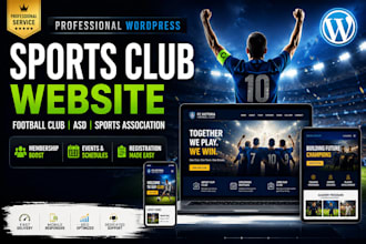 build wordpress sports club website football club website asd website