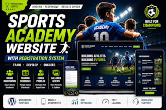 design wordpress sports academy website with registration system in wordpress