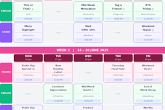 create a 2week social media content calendar