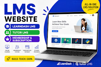 create lms website membership website, subscription with learndash tutor lms