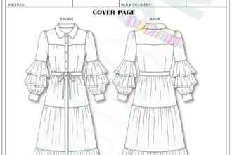 create fashion illustrations, tach pack, size charts, and measurement specs