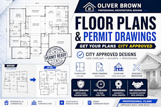 architect, draftsman of city permit drawings, floor plans, blueprints in autocad