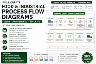 create food processing and industrial flow diagrams