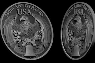 do custom printable  3d coin model  bass relief 3d medallion cnc for 3d printing