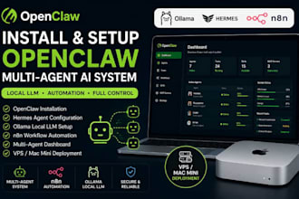 setup openclaw bot hermes mac mini multi agent dashboard vps ollama llm n8n