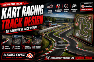 design custom kart racing tracks and 3d race track layouts in blender