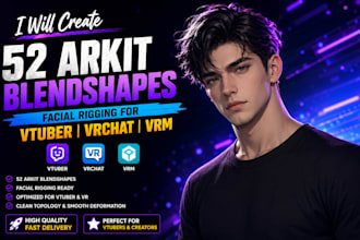 create 52 arkit blendshapes facial rigging for vtuber vrchat CRM